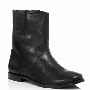 Frye Anna Black Leather Ankle Boots Size 7 Block Heel